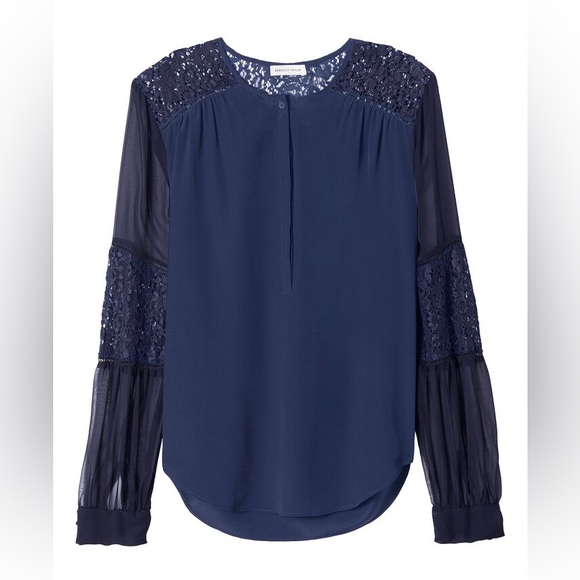 Rebecca Taylor Sarah Top Silk Blouse Long Sleeve Size 4 - Picture 3 of 5